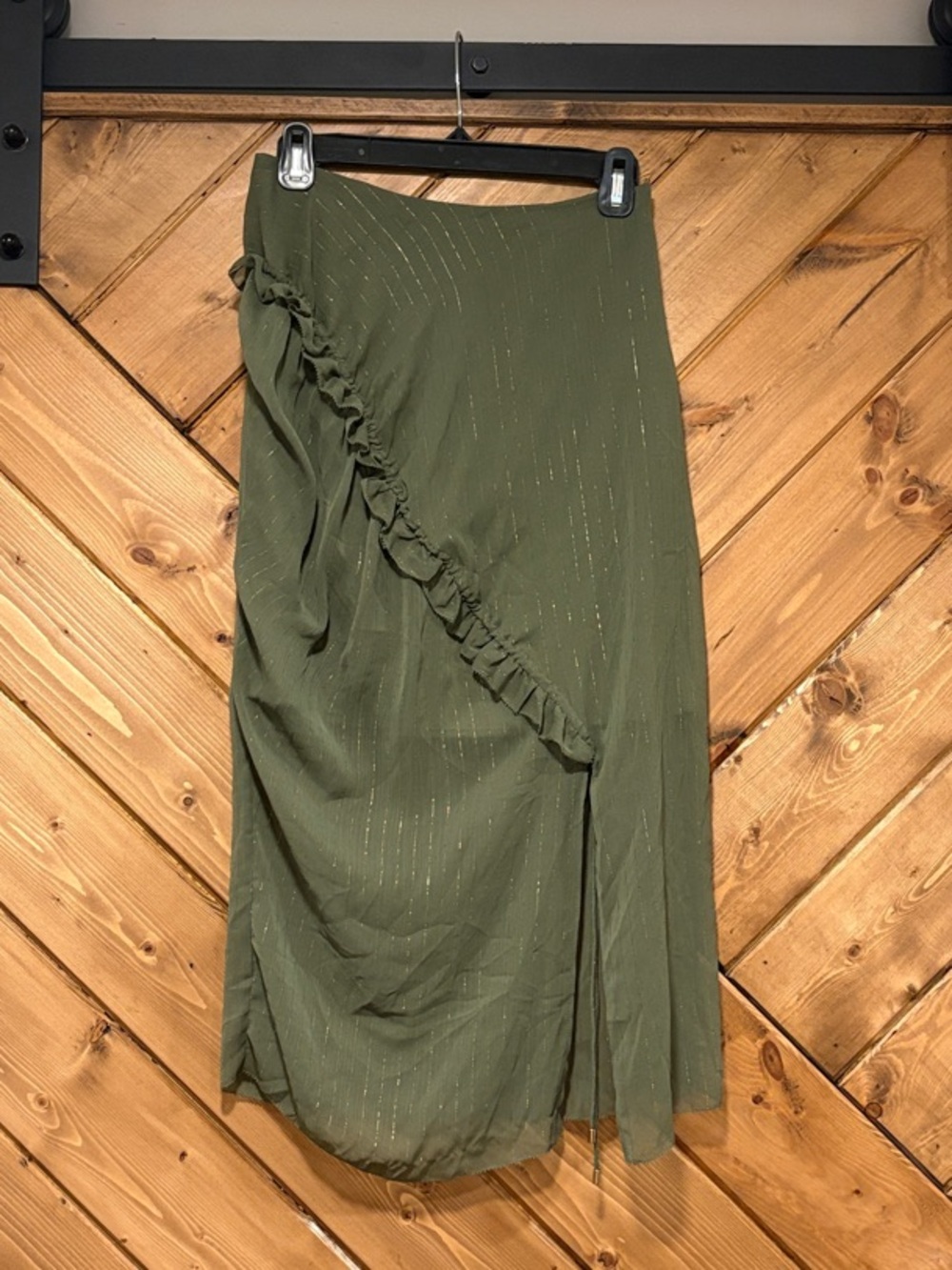 Sage Green Ruffle Midi Skirt - Women Small NWT Keepsake The Label